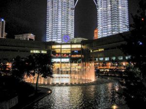 The towers at night