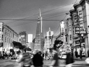 Streets of San Francisco in black and white