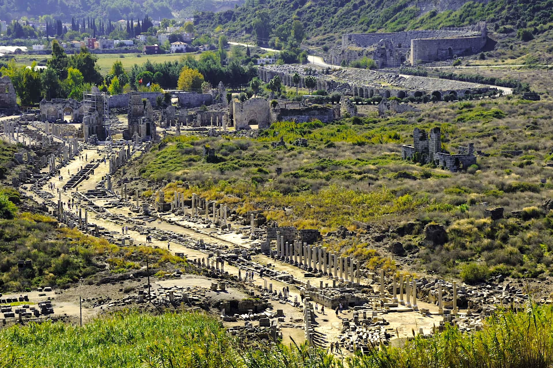 Overview shot of Perge in Antalya Province