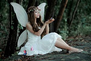 beautiful fairy in white dress